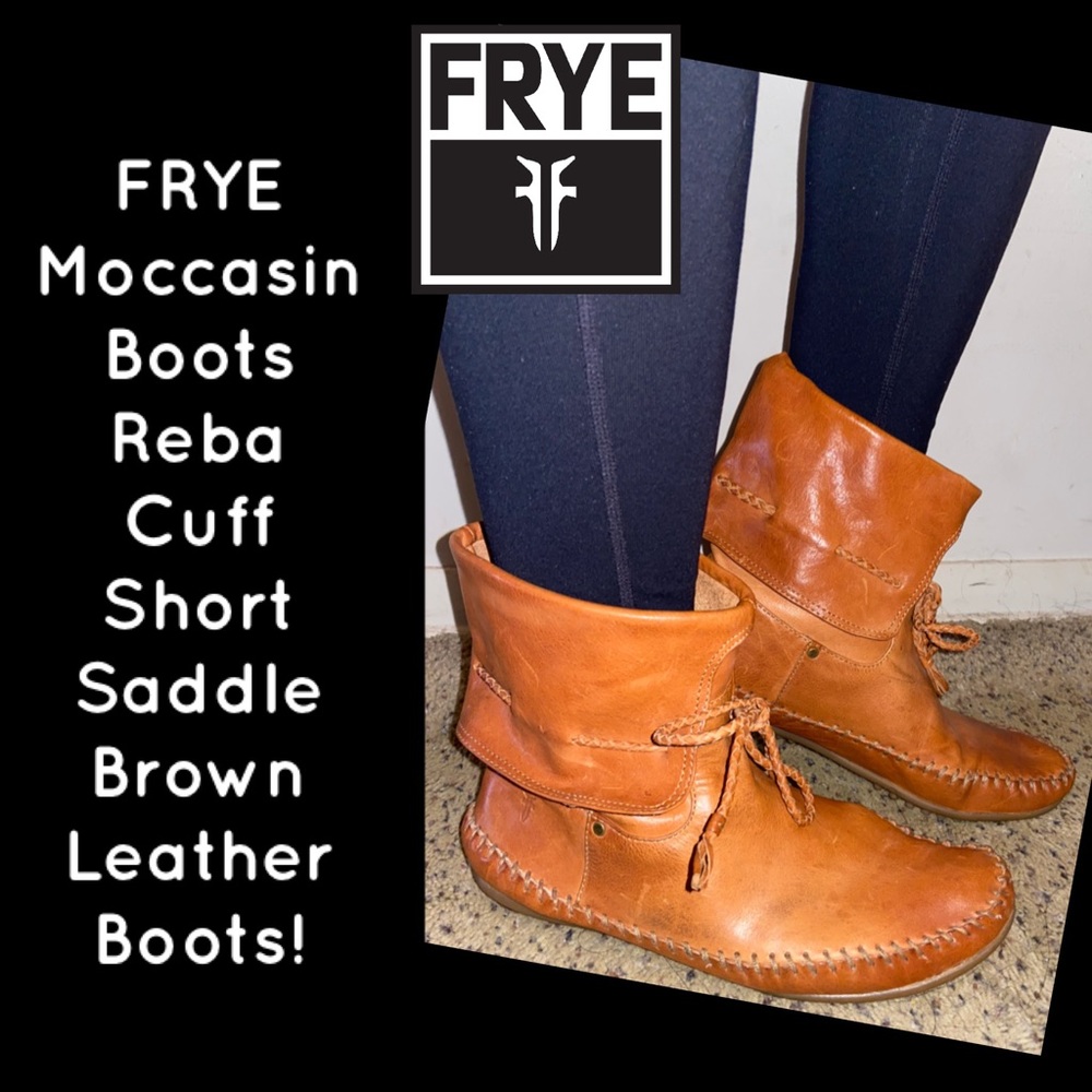 FRYE Moccasin Boots Reba Cuff Brown Leather Boots!
